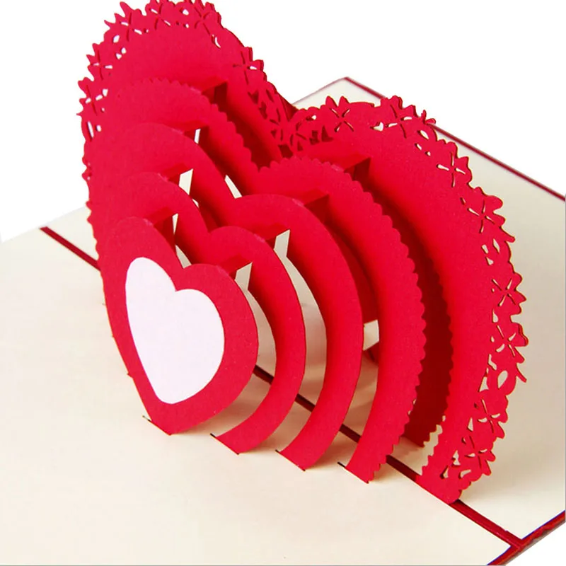 3D выскакивающие лазерные открытки для Дня Святого Валентина винтажные Киригами