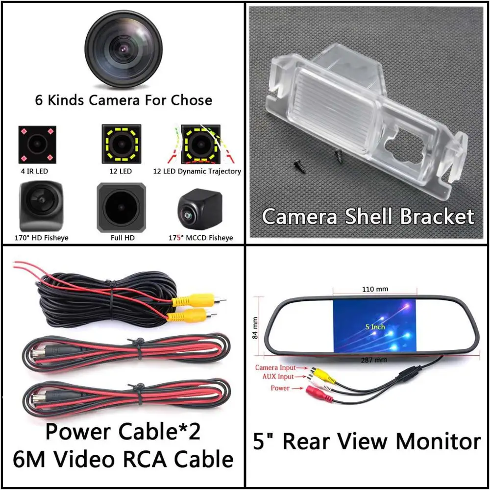 Camera 5 inch Mirror 175 градусов 1080 P рыбий глаз камера заднего вида для hyundai I10 I20 I30 rohans Solaris Genesis Coupe Elantra Verna Car - Название цвета: Camera 5 inch Mirror