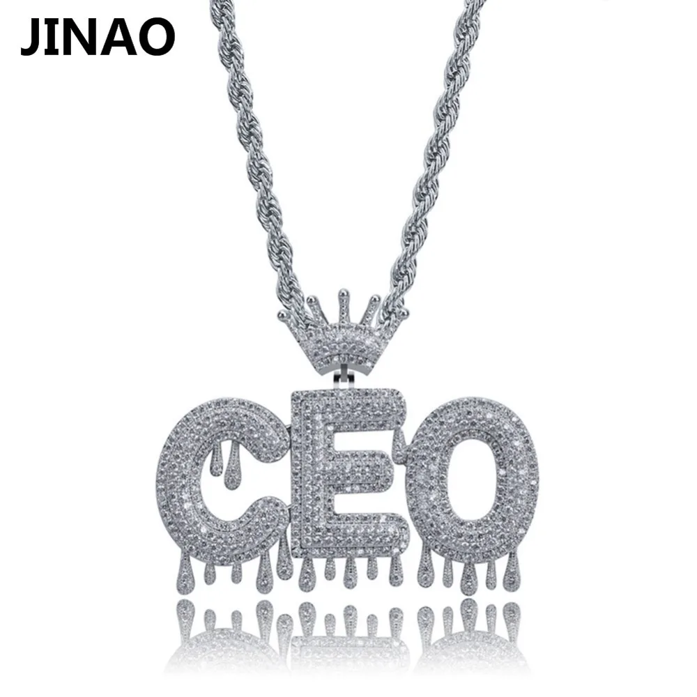 Пользовательское имя Iced Out Корона пузырь цепочка с буквами ожерелья с подвесками для мужчин амулеты Циркон хип-хоп ювелирные изделия золото серебро теннисная цепь