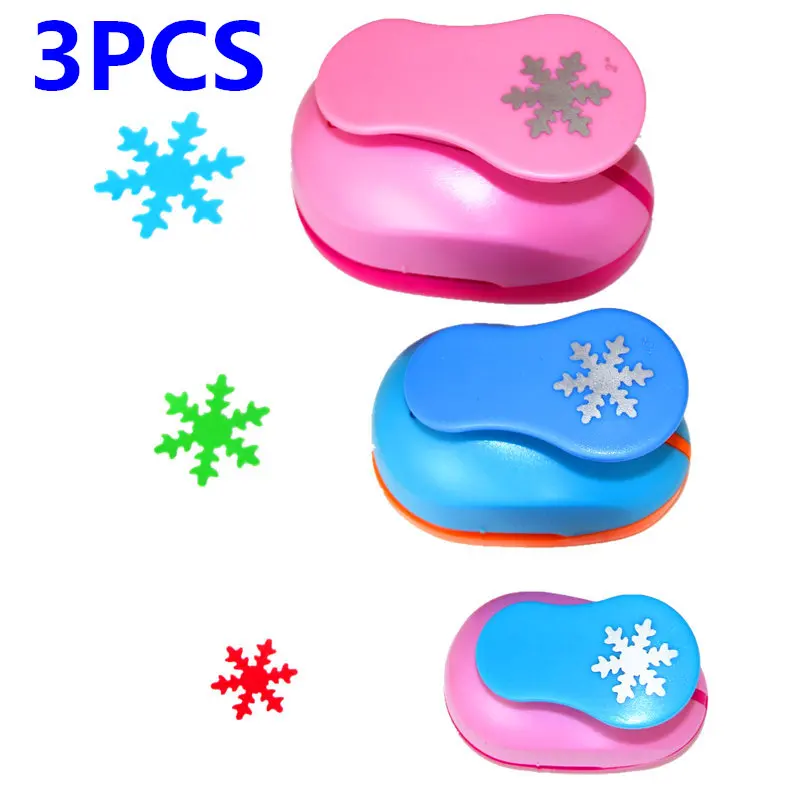 snowflake set 3 шт.(5 см, 3,8 см, 2,5 см) в форме цветка, набор для рукоделия, Детские ручные Дыроколы, дырокол для кругов - Цвет: snowflake set