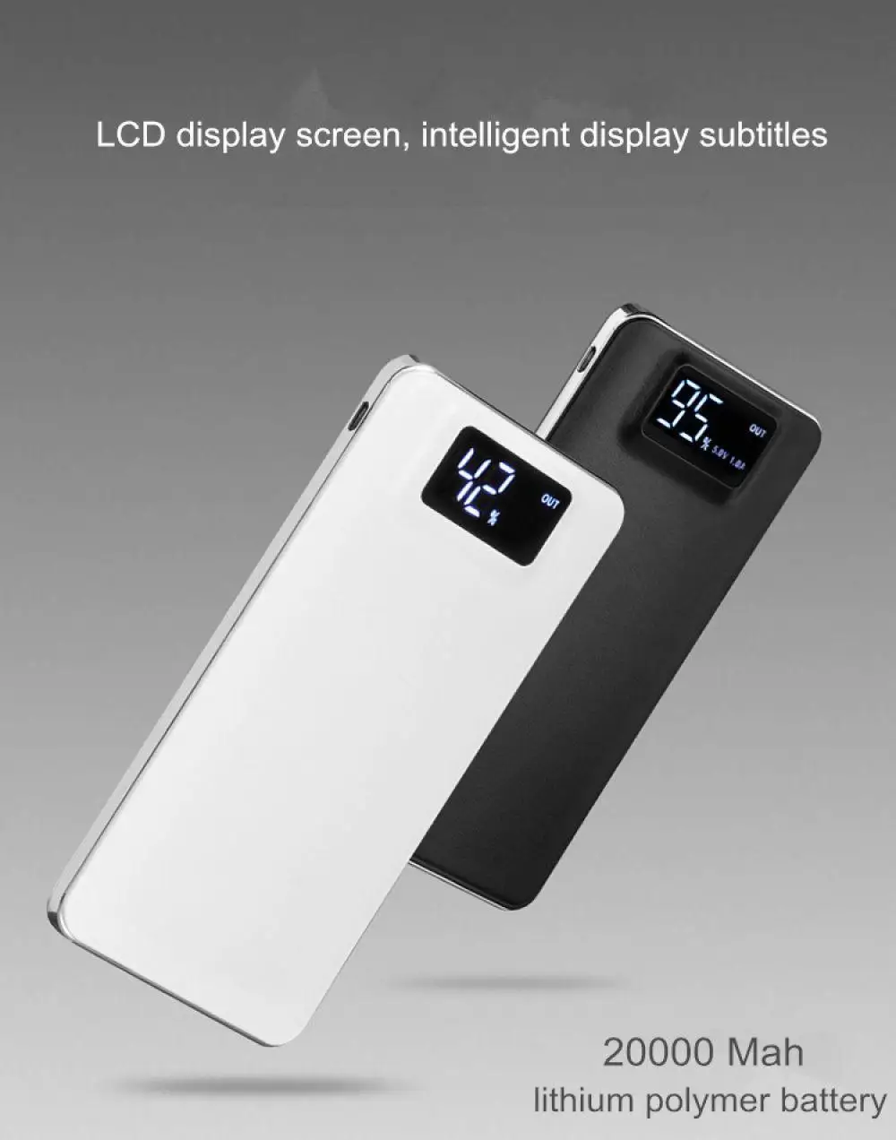 Наружное водонепроницаемое 20000 мАч зарядное устройство Внешний аккумулятор LED