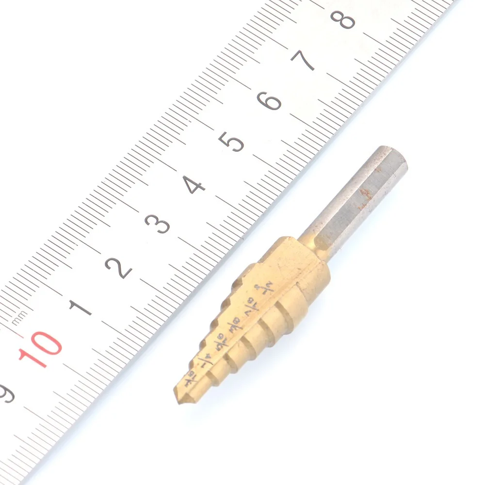 

5PCS Pagoda Shape Step Core Drill Bit Triangle Shank HSS4241 Material Ti Coated Hole Cutter Tool For Metalworking