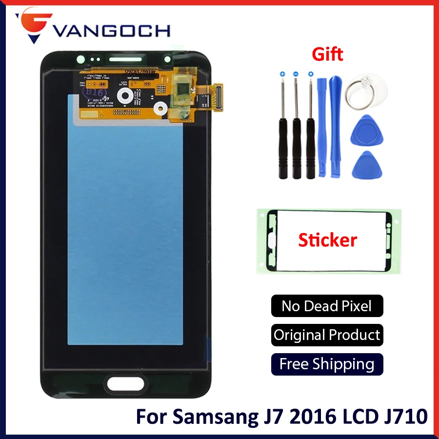 Супер AMOLED для Samsung Galaxy J7 2016 j710 J710FN J710M J710Y J710G ЖК дигитайзер сборка Замена с яркой