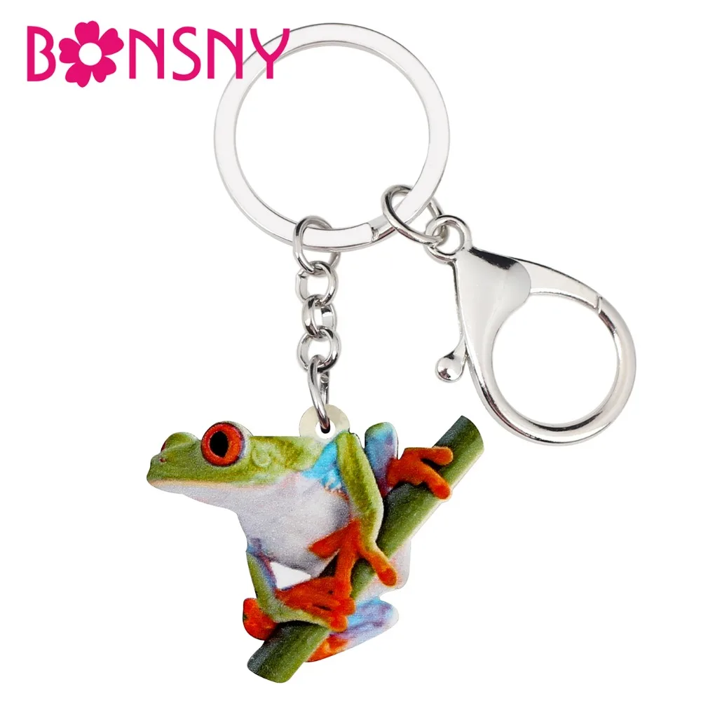 Bonsny акриловый мультяшный брелок для ключей в виде лягушки держатель милые