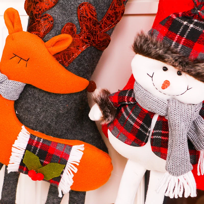 Large Christmas Stockings Santa Claus snowman elk Gift Kids Candy Bag Xmas Hanging Ornaments santa sacks Home Party Decoration | Дом и сад