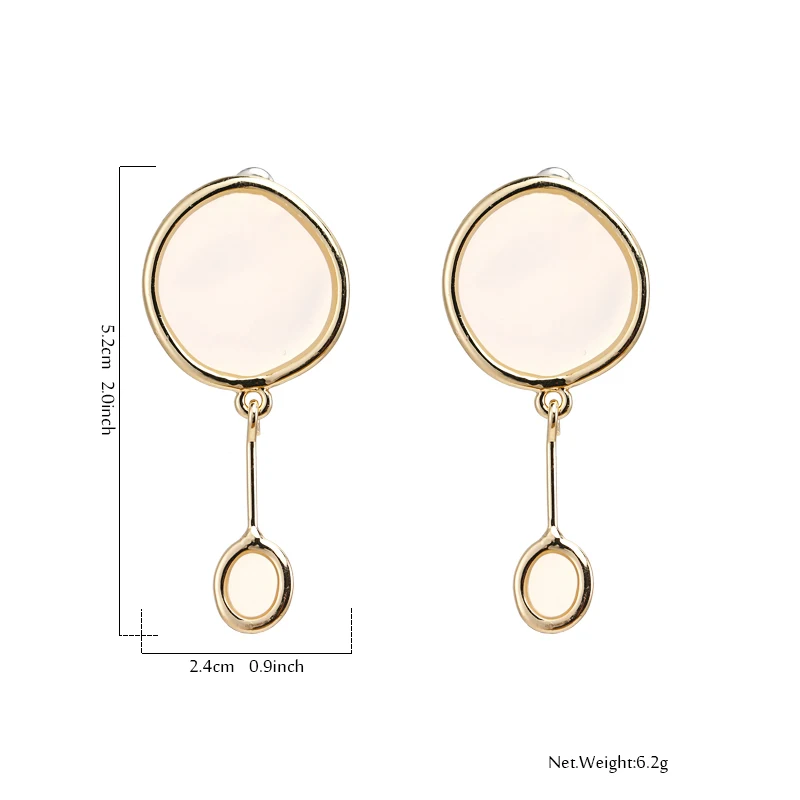Yhpup Trendy Korean Candy Enamel Color Round Dangle Earrings Copper Geometric Minimalist Jewelry for Women Girl Summer Brincos