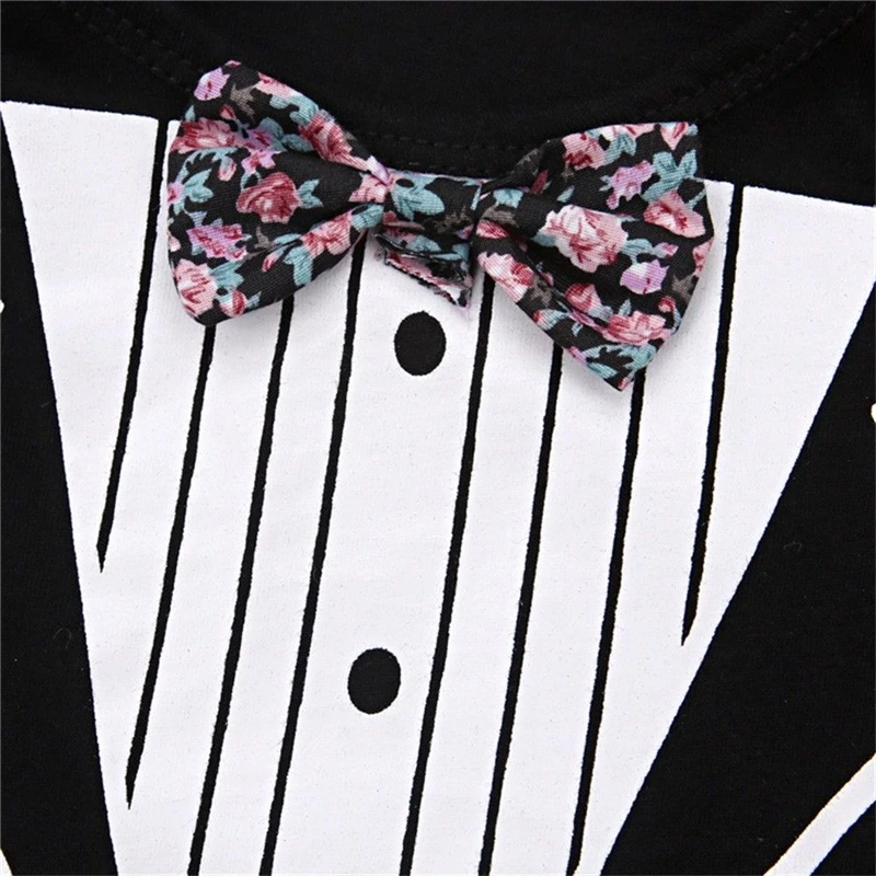 Newborn Infant Baby Boy Romper Toddler Kid Long Sleeve Bowknot Gentleman Suit Jumpsuit Party Tuxedo Clothes Outfit Fall 0-24M |