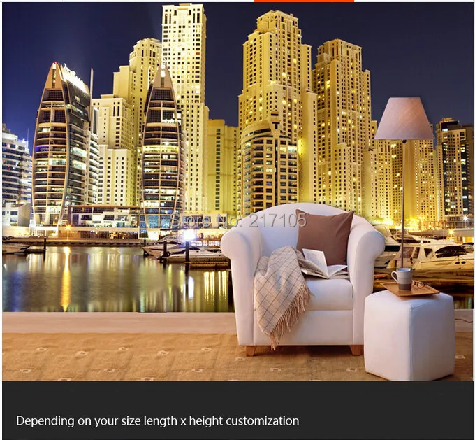Пользовательские 3D стереоскопические обои Дубай Бурдж аль арабский отель Ночная