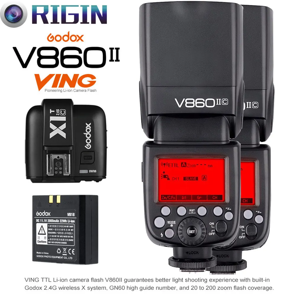 Godox V860II C/V860II N/V860II S TTL GN60 HSS 1/8000s 2 4G беспроводной шт. * Вспышка камеры + X1T C/X1T N/X1T