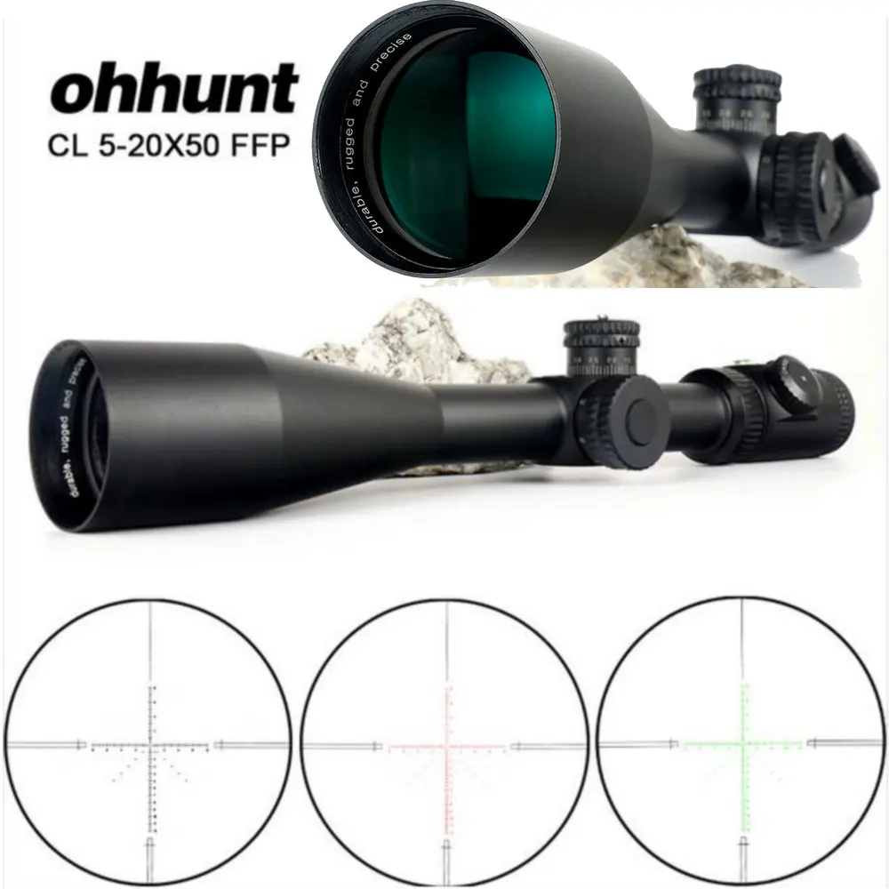 

ohhunt CL 5-20X50 FFP Hunting Riflescope Optical Sights Red Green Illuminated Glass Etched Reticle Tactical Scope for Rifle
