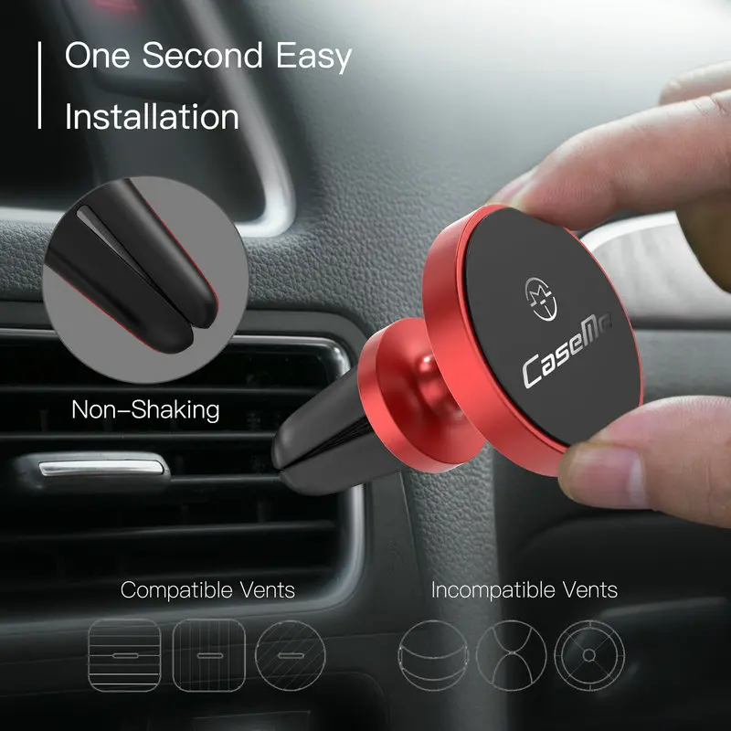 WHATIF Автомобильный держатель для телефона с вентиляционным отверстием, вращающаяся Магнитная подставка для iPhone Xs Max Xr, Универсальное автомобильное крепление для телефона huawei mate 20 Pro
