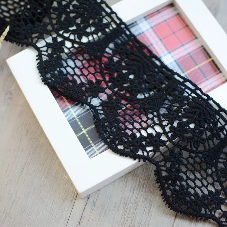 Кружево черного цвета из 100% хлопка с водорастворимой вышивкой ткань сделай сам