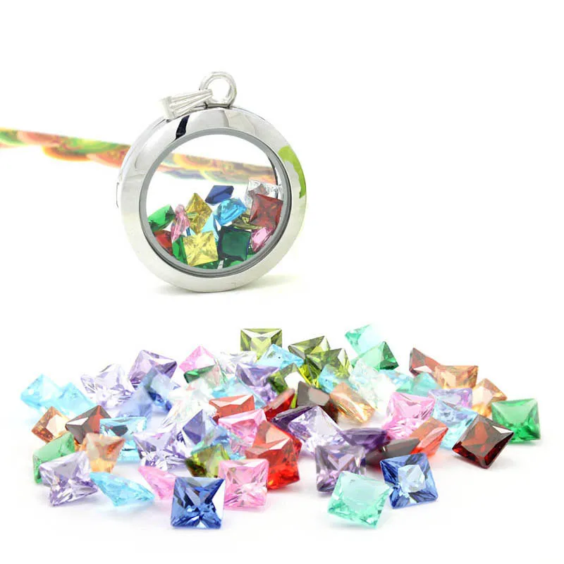 Diylocket 12 шт./лот циркониевые квадратные камни талисманы цветов Flating для Diy подходит
