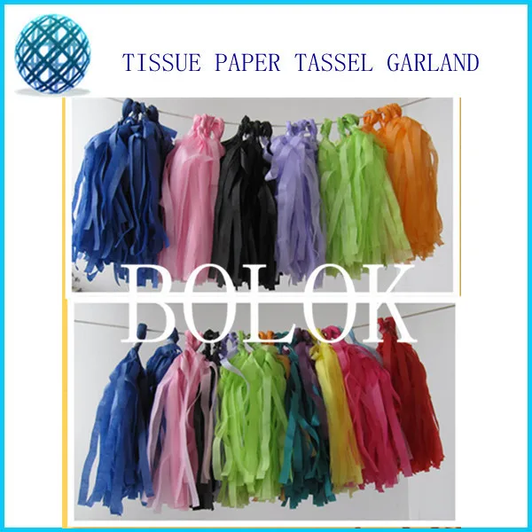 14inch/35cm long, 50cm width 100pcs/lot Tissue Tassel Garlands Paper Garland banners DIY kits