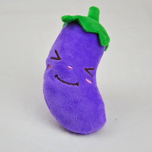 eggplant Игрушки для собак для маленьких собак жевательная игрушка-пищалка для щенков скрипучий плюшевый звук милые фрукты и овощи дизайны игрушки товары для животных-15 видов стилей - Цвет: eggplant