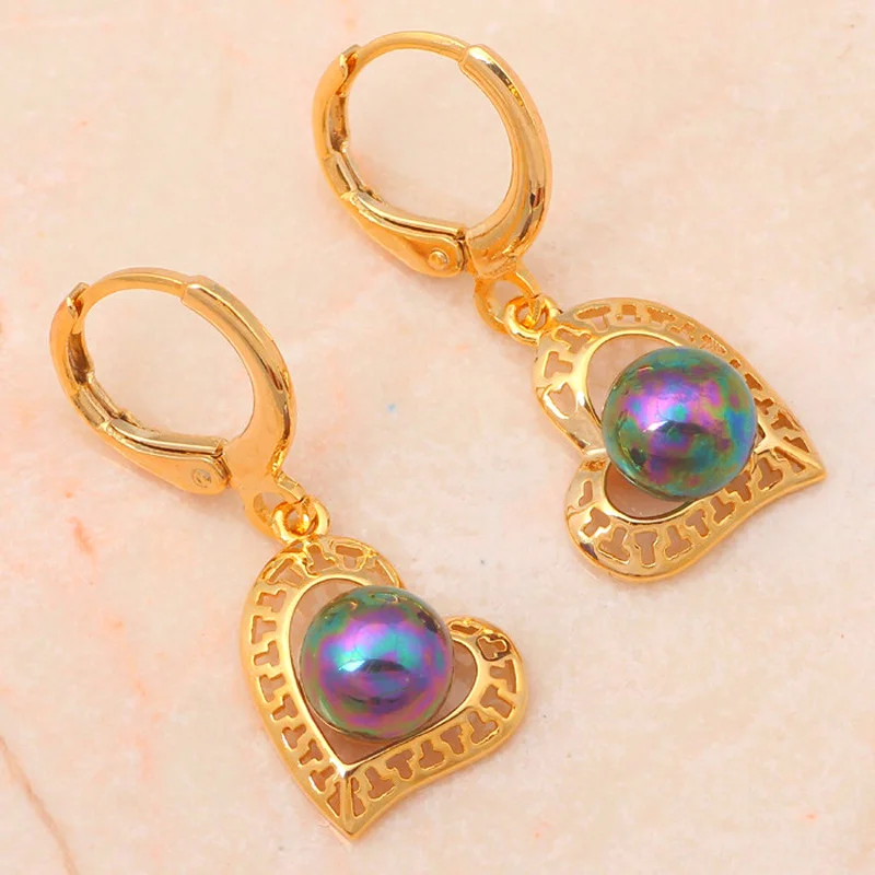 Летом стиль Золото Тон Многоцветный Pearl Ювелирные Наборы Серьги Кольца Ожерелья