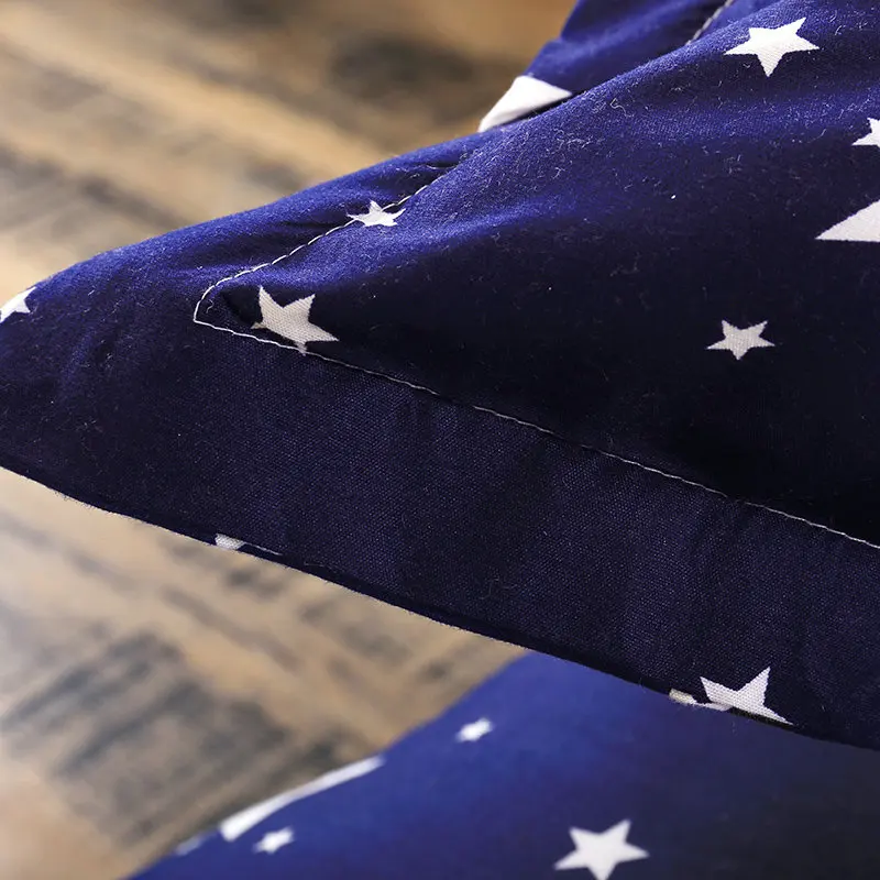 Стильный темно-синий + звездный узор красивый комплект постельного белья из 4