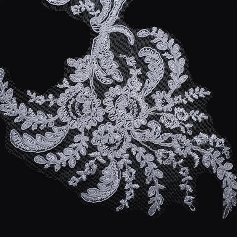 3Pcs White Ivory European Wedding Dress Tail Skirt Accessories Cording Sewing Patches Lace Applique Flower Trims DIY Craft 30X16 | Дом и сад