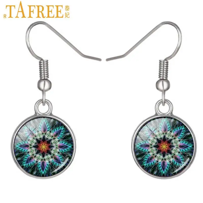 Серьги TAFREE в форме цветка жизни J фиолетовая мандала йога Ом священные