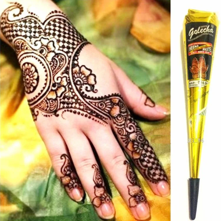 12pcs Black Henna Tattoo Paste Cone Mehndi Waterproof Natural Plant set Temporary Art Paint Women DIY Makeup with Stencils | Красота и