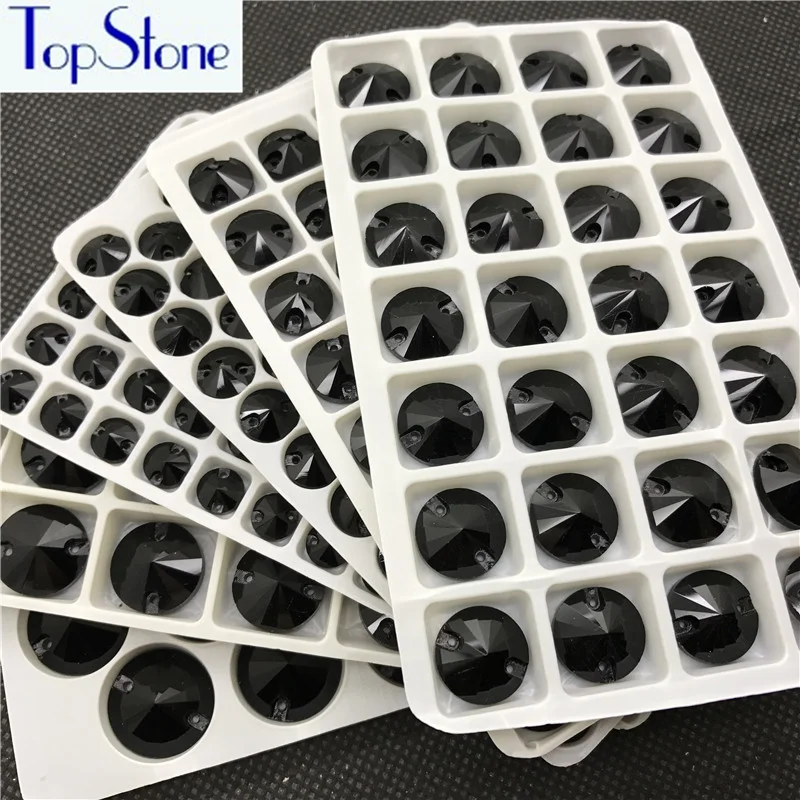 Topstone Jet Black Rivoli пришивные стразы плоские стеклянные кристаллы круглые камни для