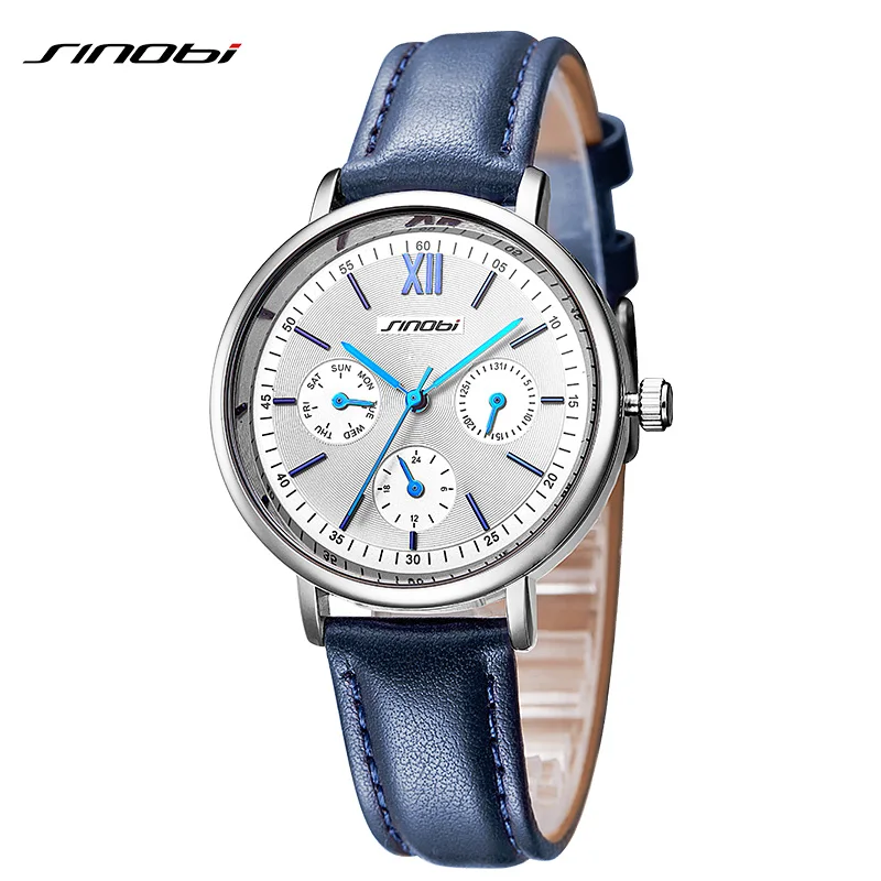 SINOBI бренд для женщин часы 2019 пояса из натуральной кожи Reloj Mujer роскошное платье