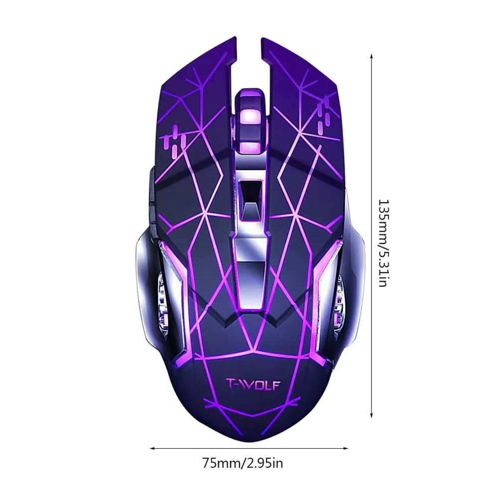 Q13 Rechargeable Wireless Mouse Silent Ergonomic Gaming Mice 6 Keys RGB Backlight 2400 DPI for Laptop Computer Pro Gamer | Компьютеры и