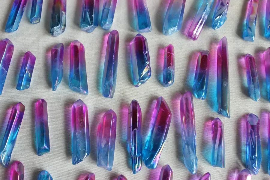 Цепочка с подвеской из кварцевого кристалла Rainbow Aqua Aura 100 шт.|coating| |
