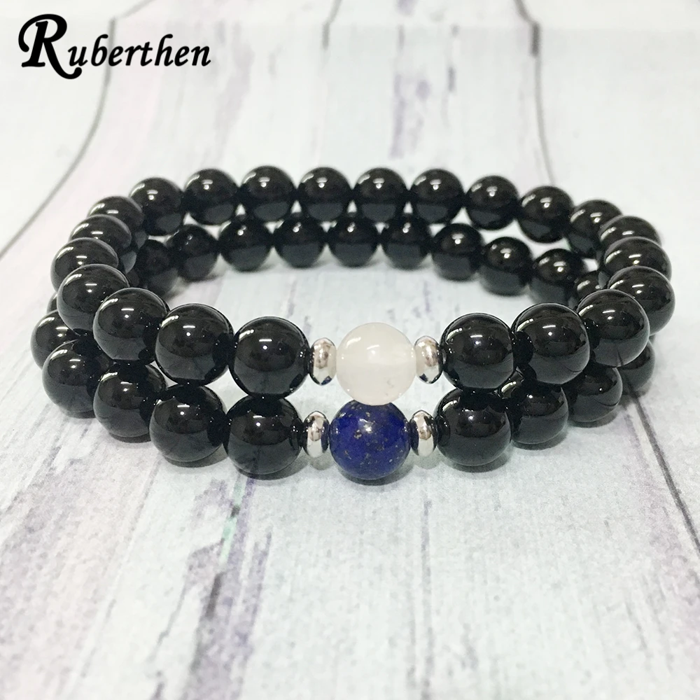 Ruberthen AAA Grand Black Tourmaline Designer Couples Bracelets Anniversary Girlfriend or Boyfriend Engagement Gift | Украшения и