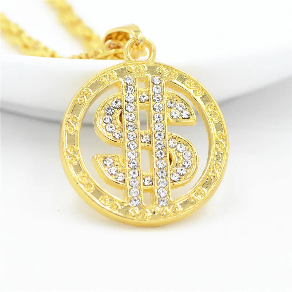 Электрический слог хип-хоп ожерелье американский доллар знак кристалл