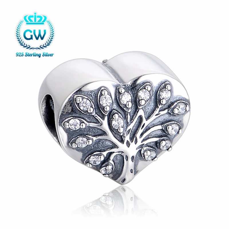Бусина Шарм семейное дерево с прозрачным цирконием подходит для оригинального