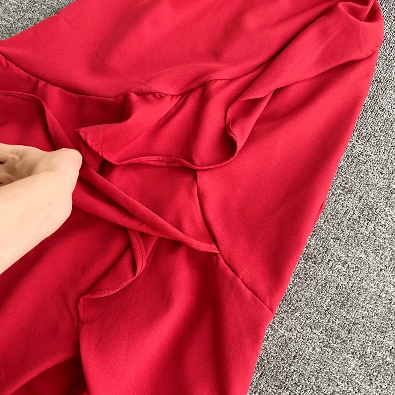 Женское платье Русалочка Повседневное без рукавов длинное красное|Женские