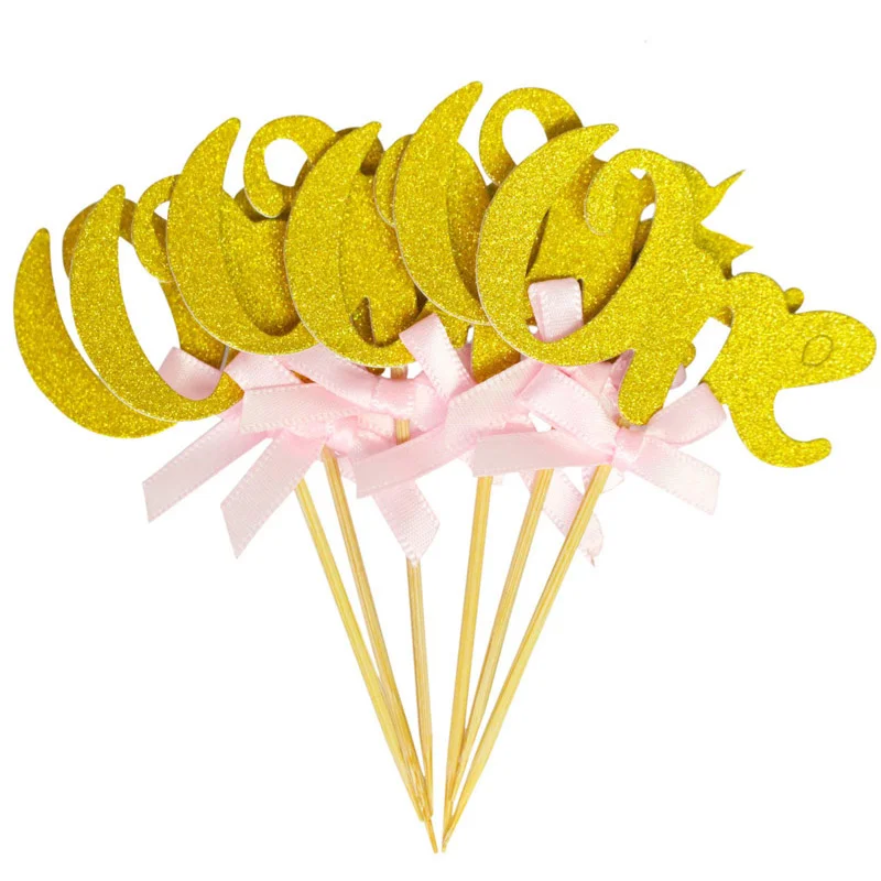 12pcs gold pink one Блестящая бумага 1 украшения для капкейков украшения на день рождения 1st первый день рождения для мальчиков и девочек вечерние моего первого дня рождения поставки - Цвет: 12pcs gold pink one