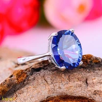 kjjeaxcmy fine jewelry 925 silver inlaid with natural tanzanite color blue topaz ladys ring jewelry