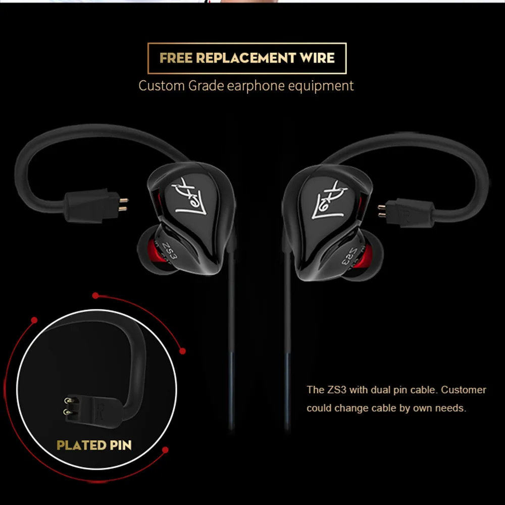 MIC HIPERDEAL игра KZ ZS3 носить наушники гарнитура с двойным басом HIFI наушники-вкладыши телефон гарнитура для телефона прослушивания музыки QIY16 D30 - Цвет: MIC