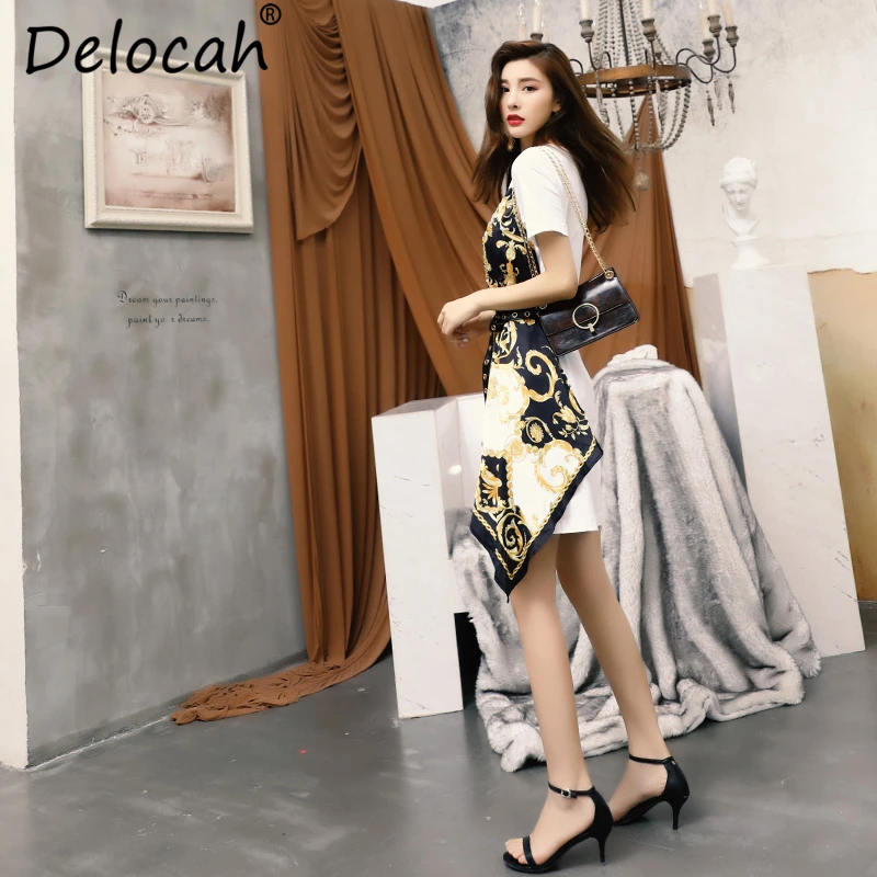 Delocah/женское летнее платье для подиума модное элегантное с коротким рукавом