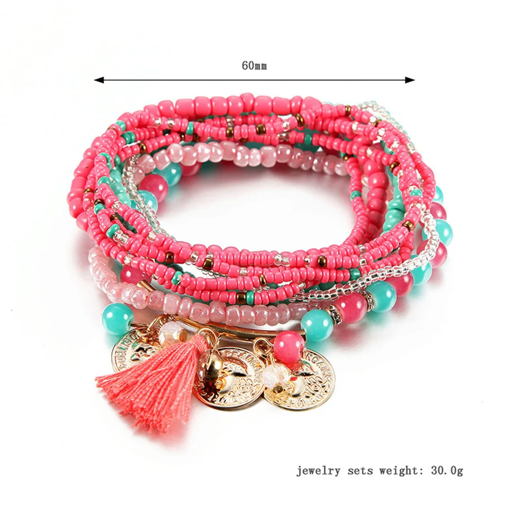 Женский браслет THLIVEOU многослойный с кисточками из натурального камня|Браслеты