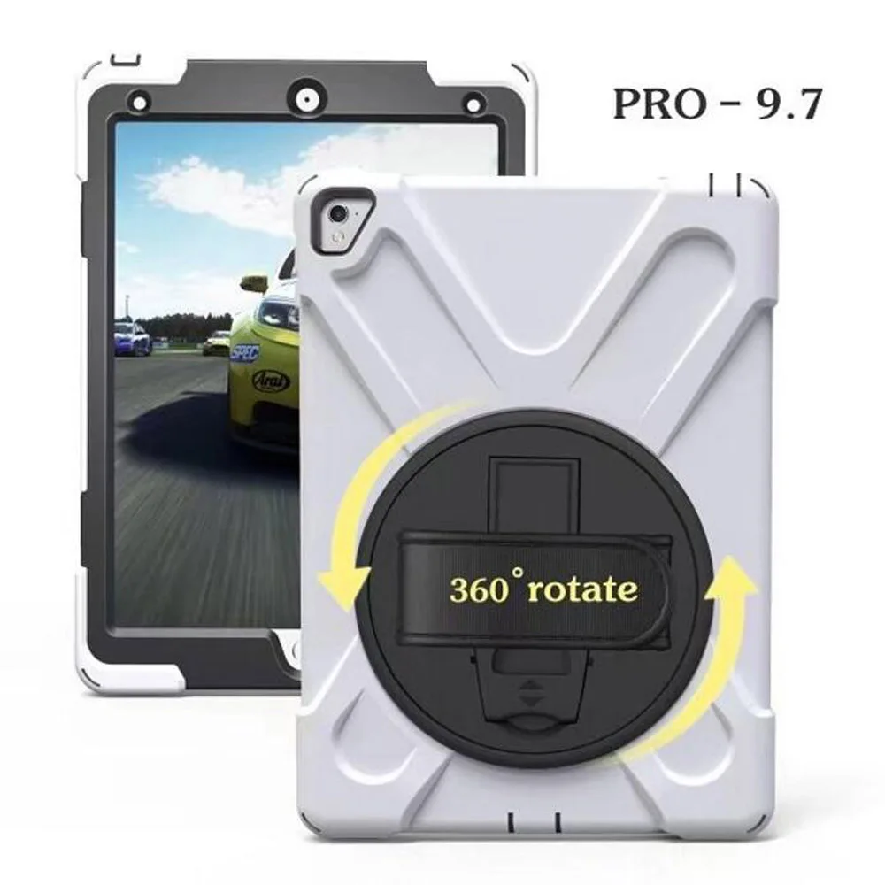 360 degrees rotate case For iPad Pro 9.7 A1673 A1674 A1675 Heavy Duty Silicone Hard Shockproof Kids funda cover + Flim+ Pen | Компьютеры и