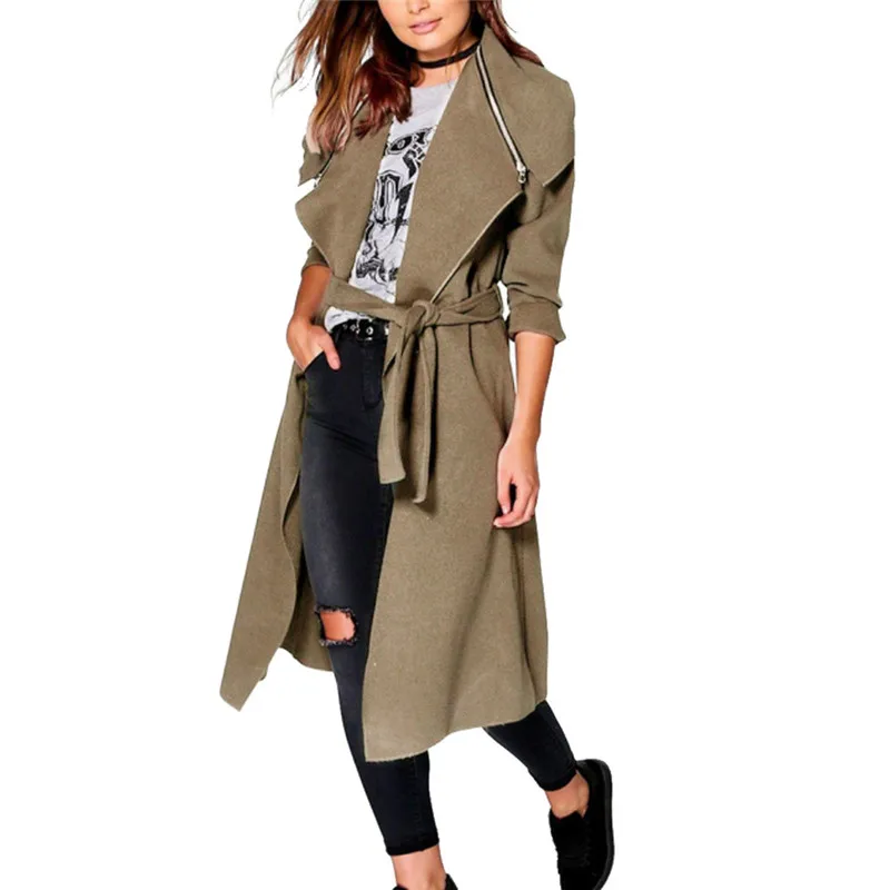 #2533 зимнее пальто женщин Тренчи для oversize теплый с длинным рукавом пояса Верхняя