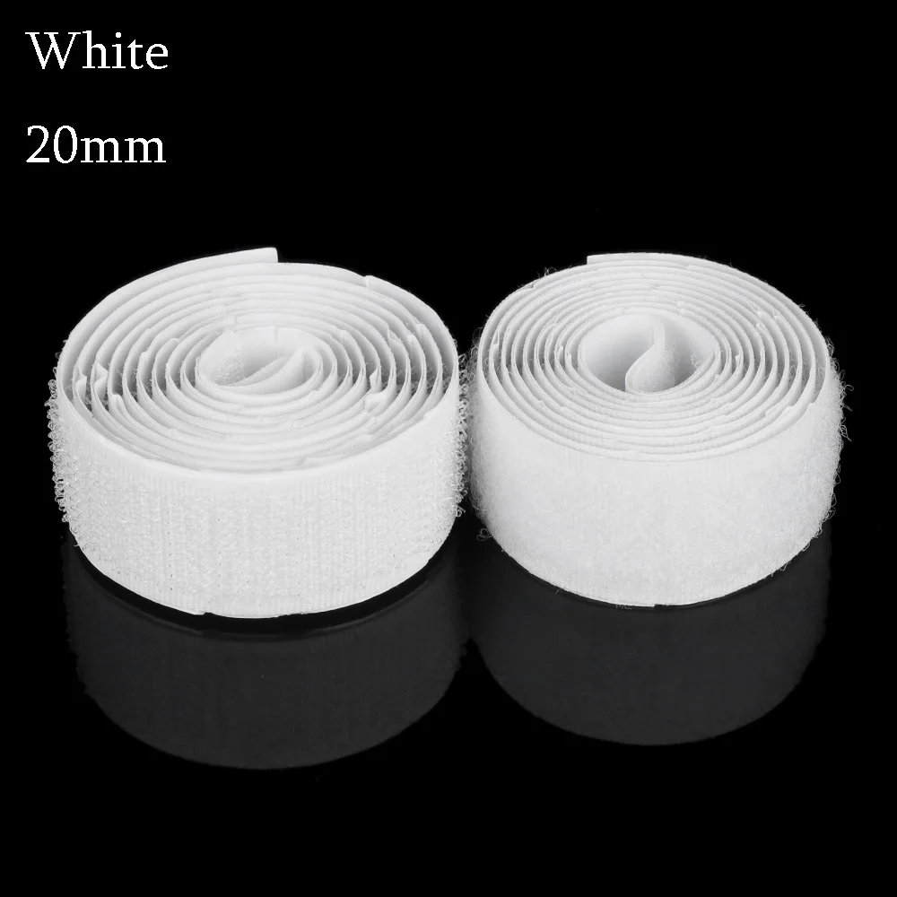 20MM-white 1 метр Прочный Крюк и петля крепежная лента Волшебная нейлоновая наклейка клейкий ремешок петли диски липучка кабельные стяжки гаджет - Цвет: 20MM-white