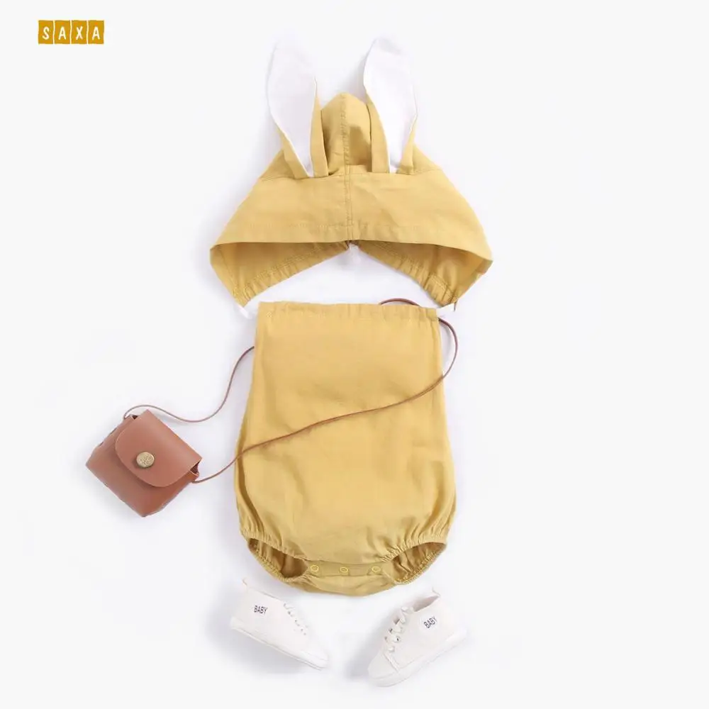 

Детские боди с кроликом; стильная одежда для малышей; летний Милый хлопковый комбинезон с капюшоном; трико для девочек; боди для новорожденн...