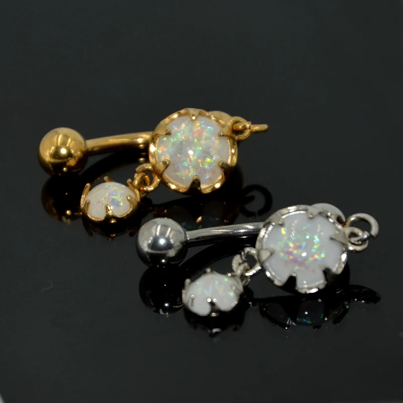 1 шт. Женское кольцо для пирсинга пупка с опалом|belly rings|piercing jewelryreverse navel ring |