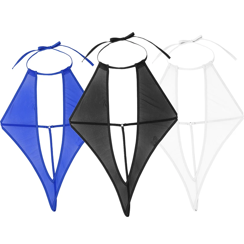 Сексуальный женский сетчатый монокини с глубоким V образным вырезом и лямкой на