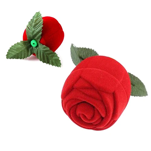 Коробка для украшений с красной розой Подарочный чехол свадебного кольца