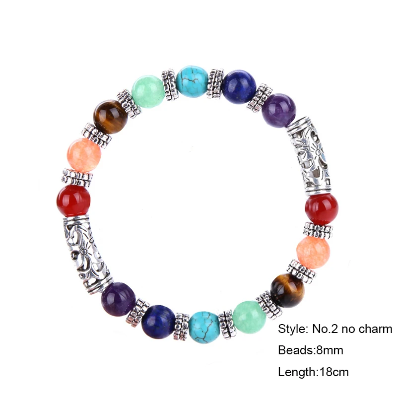 Прямая поставка 7 Чакр натуральный камень браслеты цвета смешанные целебные