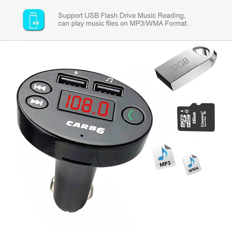 Автомобильный MP3 аудио плеер Bluetooth автомобильный набор FM передатчик свободные