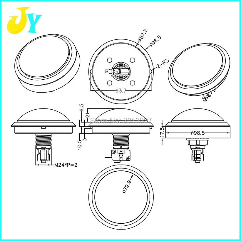 Бесплатная доставка 100 мм кнопки большого размера с подсветкой 5 В светодиодный и