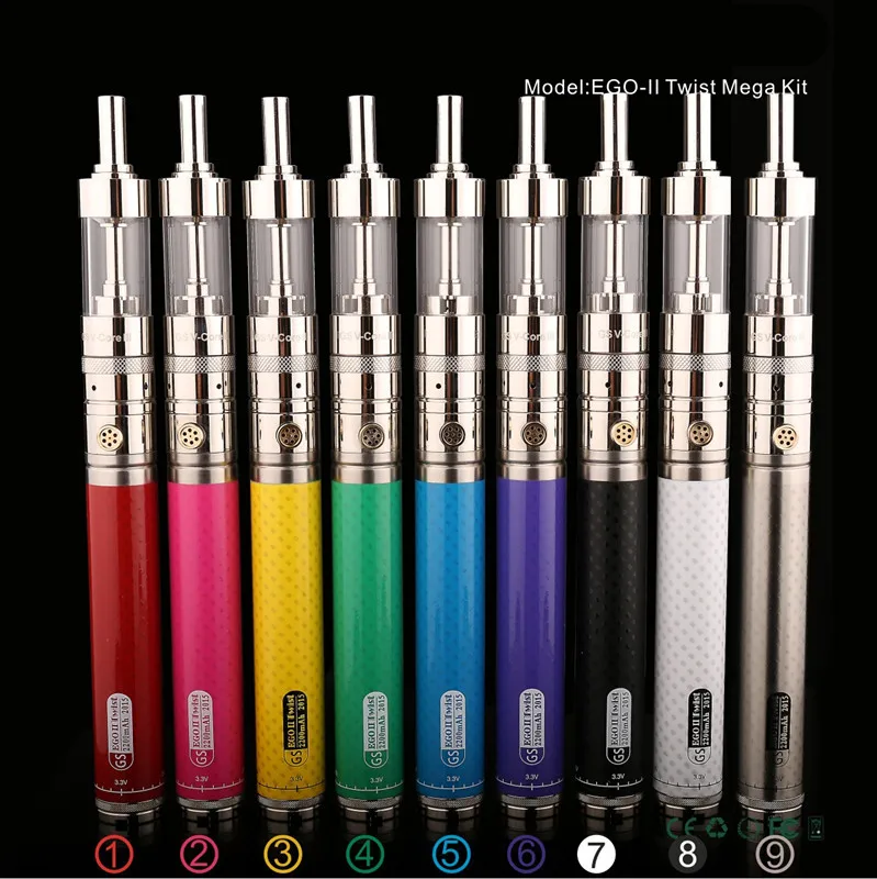 Newest electronic cigarette GS Ego II Twist battery Mega kit Portable Vaporizer Carbon Fiber 2200mAh ego twist e cigarrette | Электроника