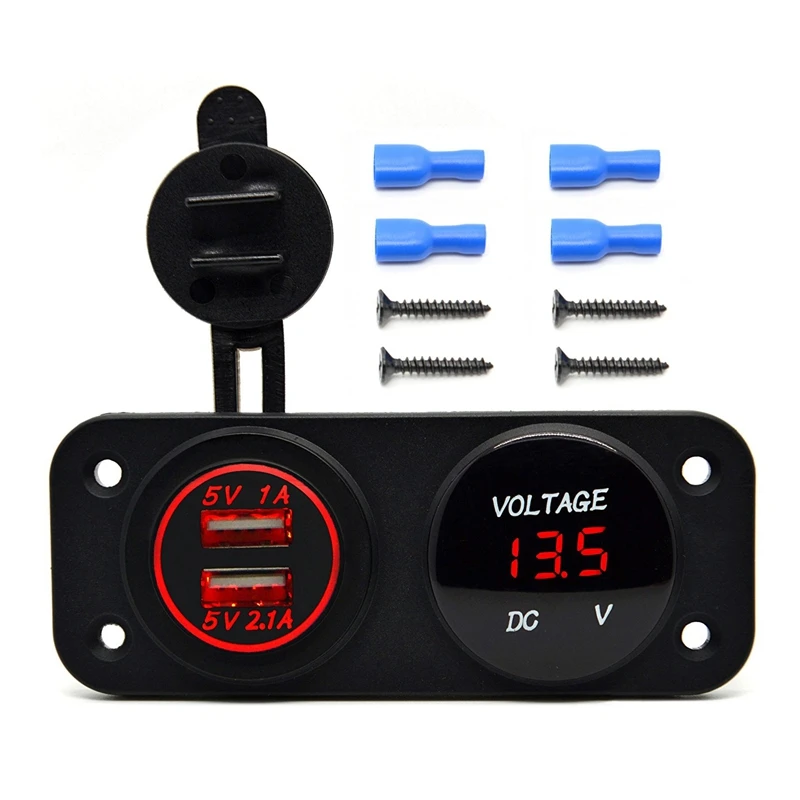 Универсальное зарядное устройство DC 12 24 В с двумя USB портами 2 1 а/1 А|usb boat charger|voltmeter