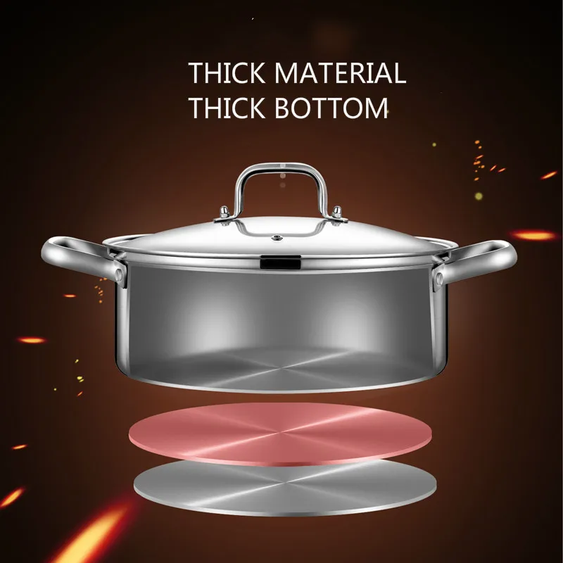 Free shipping Hot pot Fondue Kitchen cooker Special thicken Household Chafing Pot Casserole stainless steel Soup | Дом и сад